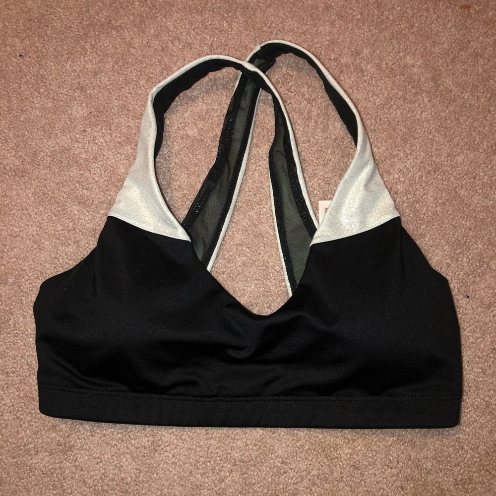 Victoria secret black and silver sports bra